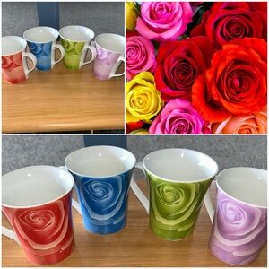 Set of Ceramic 💐 Rose Mugs ☕️
